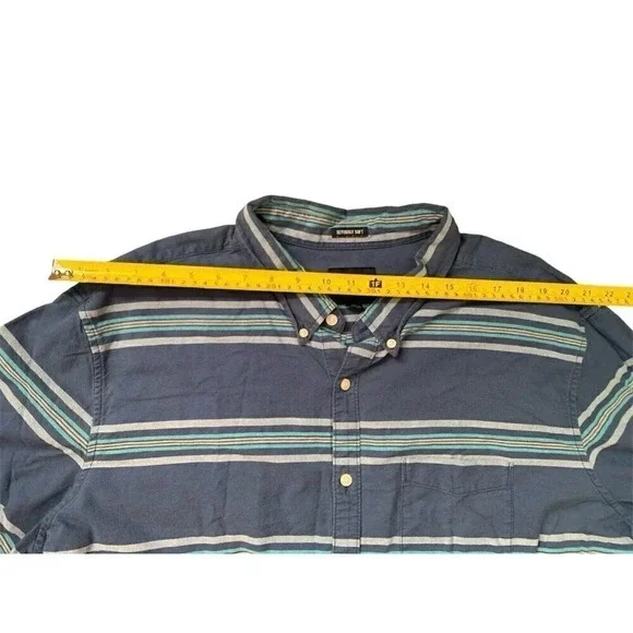 American Eagle Seriously‎ Soft Shirt Mens 3XL Blue Striped Long Sleeve Button Up - Picture 5 of 6